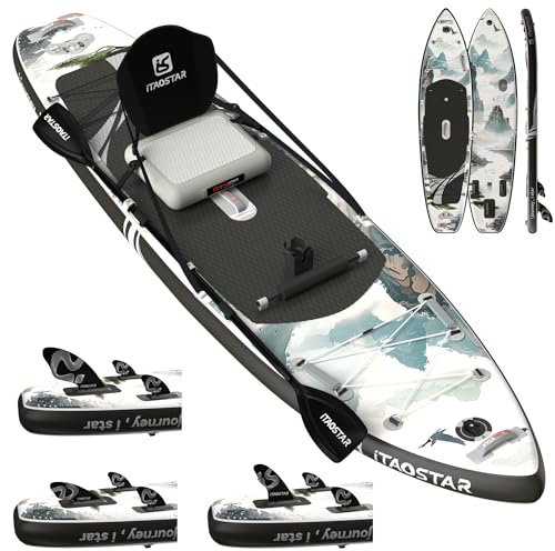 iTAOSTAR Neuheit 11'6 x 35 extrabreites aufblasbares Stand-Up-Paddle-Board mit Sitz – stabiles SUP für Erwachsene – tragbares Paddleboard für Yoga, Surfen, Angeln – inklusive komplettem Zubehörset