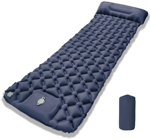 lomonmen Isomatte Camping Matratze,Isomatte Ultraleicht für Outdoor,Kleines Packmaß mit Fußpressepumpe und Kissen für Wandern,Strand,Reisen,Zelt,Hängematte