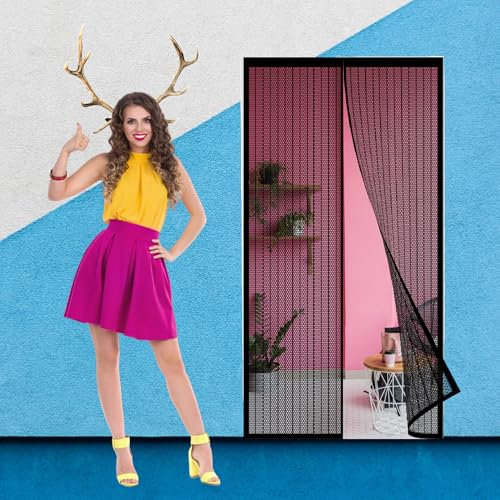Zanzariera Magnetica Porta 265 x 192 cm Anti Zanzare Insetti Tenda Zanzariera per Porta per Balcone Soggiorno Camera da Letto, Nero