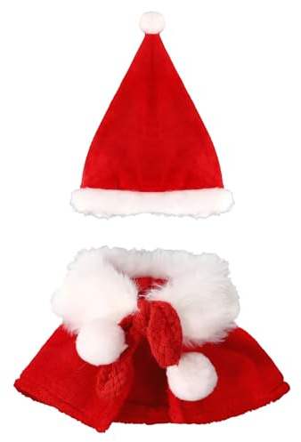 Weihnachten Puppen Outfit Set für 15-17cm Puppen, Mit Nikolausmütze & Umhang für Festliche Kostüm Zubehör (Ohne Puppe Enthalten)