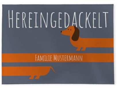 fotobar Fußmatte mit Dackel Motiv und Spruch – witzige Schmutzfangmatte für Haustür, rutschfest, waschbar – Geschenk für Hundeliebhaber, Haustier Deko für Eingang Dackel 70 x 50 cm