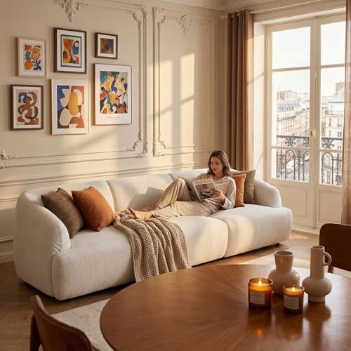 WOLTU Modulares Sofa, für 3 Sitzer, mit Rückenlehne, aus Chenille, Couch mit verstellbaren Füßen, für Wohnzimmer Schlafzimmer,Weiß