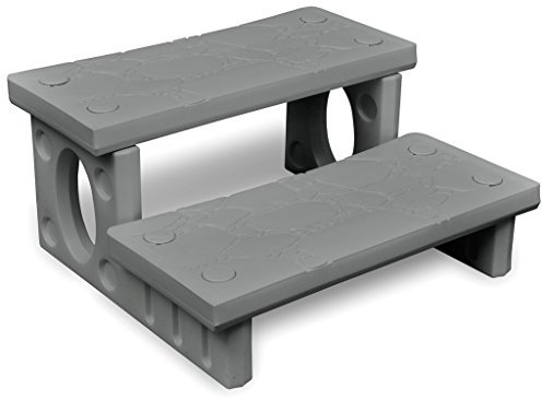 Festnight Einstiegstreppe Whirlpooltreppe Kunststoff Spa-Treppe Einstiegshilfe Rutschsicher mit 2 Stufen Grau