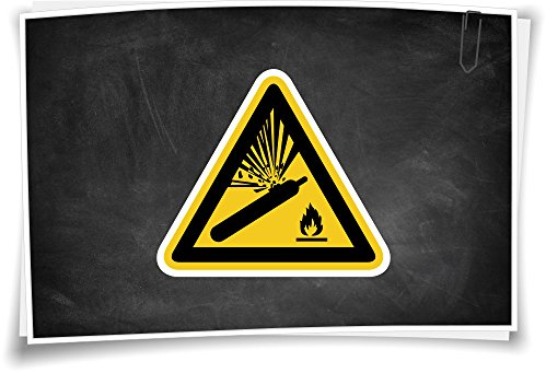 Medianlux Warnhinweis W029 Warnung vor Gasflaschen Aufkleber Warnzeichen Piktogramm, 10cm - 2 Stück