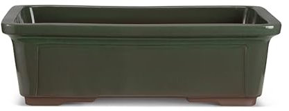 Certrè - Vaso Bonsai Rettangolare in Gres, Modello Torino, Made in Italy, Colore Verde Palude (Smaltato)| 38,5x28x12 cm