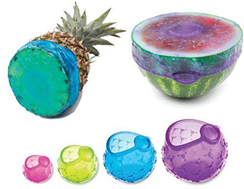 DIVISTAR Silikon-Stretch-Deckel, dehnbar, wiederverwendbar, Lebensmittelschoner, für Obst und Gemüse, Silikon-Deckelverpackung, 4,6 cm, 6,9 cm, 10,9 cm, 14 cm, 4 Stück
