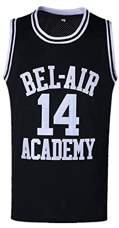 CAIYOO #14 The Fresh Prince of Bel Air Academy Basketball Trikot für Herren 90er Jahre Hip Hop Kleidung für Party, Schwarz, L