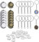 18 MM Anhänger Lünette, Woohome 12 Stück Mond Drehen Anhänger Tabletts Doppelseitig Rund, 24 Stück Glas Cabochon Klar Kuppel und 10 Stück Anhängerschnalle für Schmuckherstellung