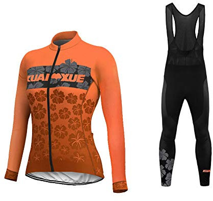 Uglyfrog Damen Winter Atmungsaktive Langarm Radtrikot Set Gepolsterte Hosen Radsport Bekleidung