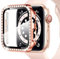 Miimall Kompatibel mit Apple Watch Series 6/SE/5/4 40mm Hülle mit mit Glas Displayschutz, Strass Glitzer Harter PC Schutzhülle Kratzfest Schutzfolie Schutz Case für iWatch Serie 5/4 - Rosegold