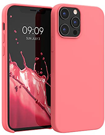 kwmobile Handyhülle für iPhone 12 Pro Max Hülle, für iPhone 12 Pro Max Case - Hülle Silikon - kabelloses Laden - Neon Koralle