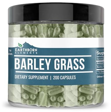 Earthborn Elements Barley Grass 200 Capsules, Pure & Undiluted, No Additives