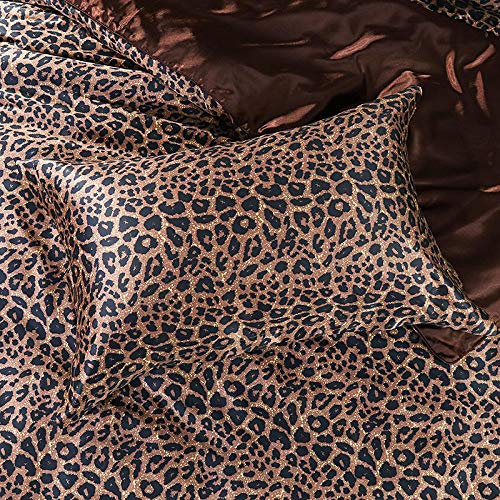 50X50 Doppelseitiger Kissenbezug Aus Maulbeerseide Für Bettwäsche Reiner Satin-Kissenbezug Für Haar Und Haut-Leopard_48 * 74 cm (EIN Paar)