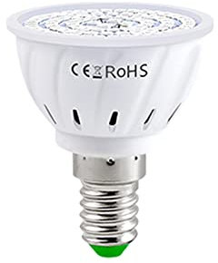 Bigougem Plant Growth Light Bulb, E27/E14/B22/GU10/MR16 Grow Light Bulb High Temperature Resistance Easy to Install Super Bright Professional LED Plant Grow Lamp for Indoor E14 60bead