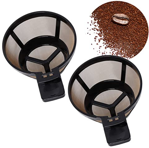 Goldfarbener wiederverwendbarer Kaffeekorb-Filter, kompatibel mit Hamilton Beach 2-Wege-Kaffeemaschinen 49980A, 49980Z, 47650, 49933 Zubehör, 2 einzelne Serve Brew Kaffeetassenfilter