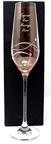 Personalised Pink Diamante Flute Glass (Cardboard Gift Box)