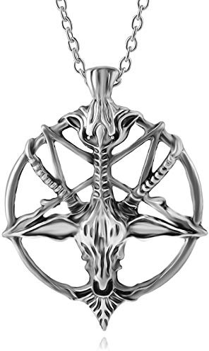 Satanische Tempel-Halskette, Ziegenkopf, umgekehrtes Pentagramm, Pentagramm, Edelstahl, Halskette, Anhänger, Kette, Geschenke, Altar, Satanismus, Gothic, Punk, Gothic