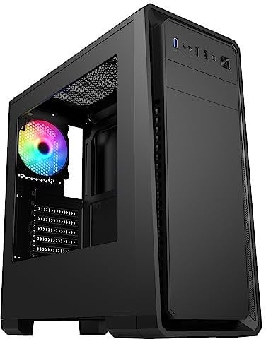 CiT Dark Soul Black Midi Case with 1 x 120mm ARGB Rear Fan and Side Window Panel - Black