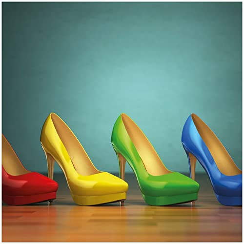 Wallario Memoboard aus Glas mit Motiv, Magnet-Tafel in 50 x 50 cm in Premium Qualität Bunte Schuhe - High Heels für Frauen