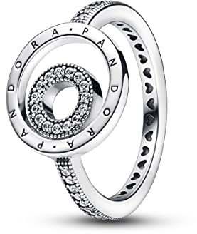 Pandora Signature Logo Kreise Pavé-Ring aus Sterling-Silber mit Cubic Zirkonia, Gr. 50, 192316C01-50