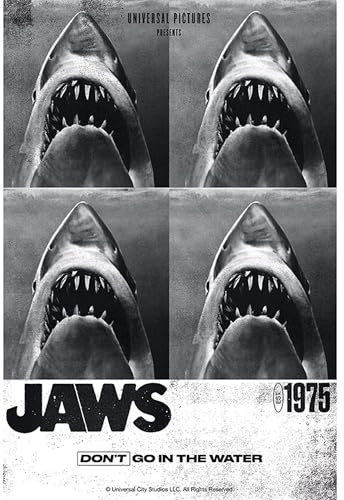 ABYSTYLE Jaws 1975 61 x 91,5 cm / 24,2 x 35,8 Zoll Maxi-Poster – Gerollt geliefert – Kunstposter – Wandposter – Poster & Drucke | Jaws Merchandising