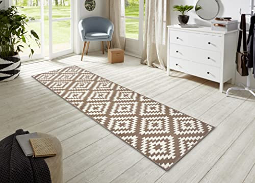 Hanse Home Teppich Läufer Nordic 80x500cm – Teppichläufer Weicher Kurzflor Teppich Modern Raute Design Läufer für Flur, Schlafzimmer, Kinderzimmer, Badezimmer, Wohnzimmer, Küche Dekoläufer– Taupe