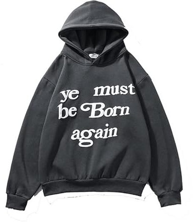 SZRXKJ Herren Kapuzen Langarm Buchstaben Kanye Lucky Me I See Ghost Print Farbe Patchwork Pullover Hoodies(M,Dunkgrau)