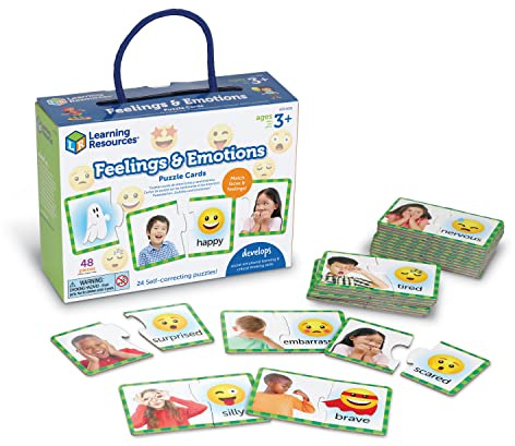 Learning Resources Carte Puzzle Sentimenti ed Emozioni, 48 pezzi, Abilità sociali, Materiali per la logopedia, Giochi e giocattoli per bambini per l’apprendimento socio-emotivo, Dai 3 anni in avanti