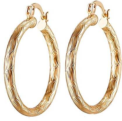 Homxi Creolen Ohrringe,Ohrhaken Ohrringe Kupfer 35mm Kreis Gold Creole Ohringe