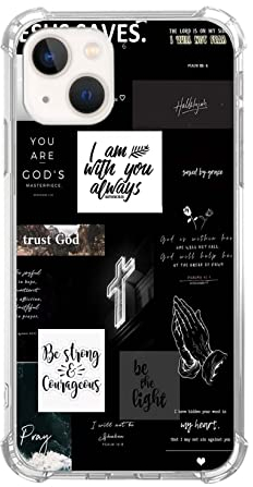 ODNEIY Christian Quotes Hülle Kompatibel mit iPhone 14, Schwarz Ästhetische Collage Hülle für iPhone 14, Einzigartige TPU Schutzhülle Handyhülle