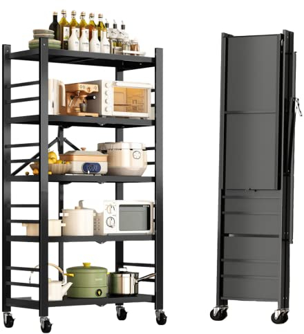 MAGIC SELECT Regal zu Lagern. Modulares Mehrzweckregal. Regal mit Rädern. Klappbares Standregal. Möbel für Küche, Bad, Schlafzimmer, Wohnzimmer mit 5 Ablagefächern.