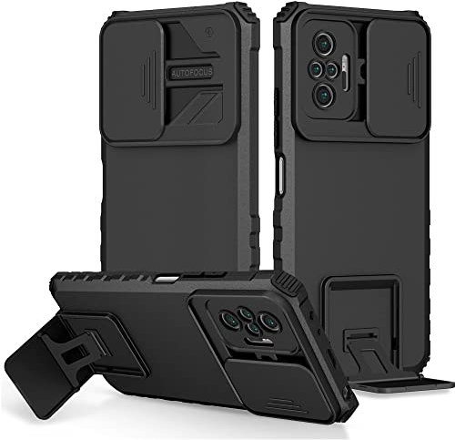 PANXIYUE Funda Xiaomi Redmi Note 10 Pro, Carcasa Protección Deslizante para la Cámara, con 360 Grados Full Body Anti-Shock Anti-arañazos Case Protector Bumper Silicona y Armor Soporte Carcasa, Negro