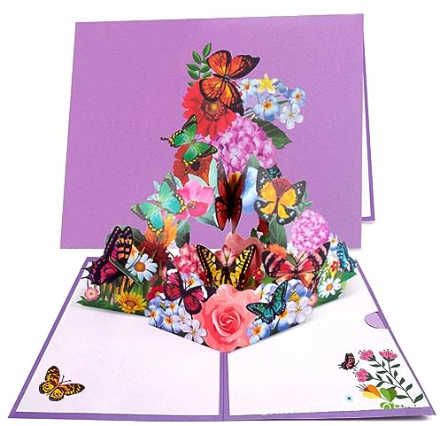 AYNKH 3D Pop Up Blumen Blumenstrauß Papierkarten Grußkarte Blumenstrauß Handgemachte Geschenkkarten für Muttertag Geburtstagsgeschenke Dankeschön für Frauen Mädchen Frau Mutter Liebhaber Freund