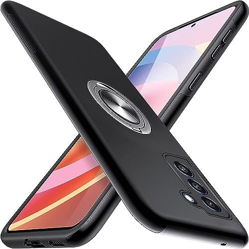 Kaywzo Hülle für Samsung Galaxy S21 5G,Im Freien Handyhülle mit Unsichtbare Magnetisch Ring Ständer,PC & TPU Stoßstange Multi-Layer Stoßfest Schutzhülle Case Cover,Schwarz