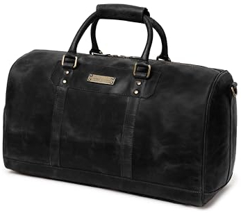 DRAKENSBERG Weekender 'John' - Elegante Leder Reisetasche für Damen und Herren, handgepäcktauglich, 40L - Schwarz, DR00440
