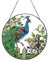 Pfau Anhänger Sonnenfänger mit Kette 16.5zm*16.5zm Rund Kristall Fensterdeko Windspiel Hängend Ornamente für Zuhause Garten Outdoor Geschenk (Pfau)