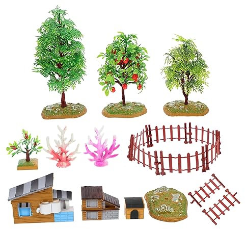 TOYANDONA 2sets Table House Toy Table Farmhouse Farmhouse Landscape Materials Picket Fence Simulation Decoration Fine Workmanship Details