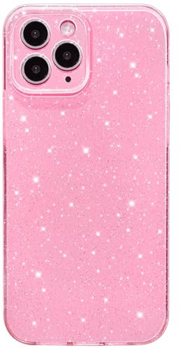 Hython Case for iPhone 11 Pro Case Glitter Cute Sparkly Shiny Bling Sparkle Phone Cases 5.8, Thin Slim Fit Soft TPU Bumper Shockproof Rubber Protective Cover for Women Girls Girly, Bright Pink