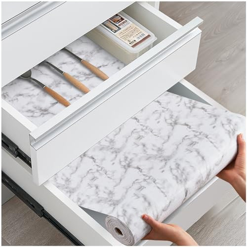ALIUNI Schubladen- und Regaleinlage, rutschfeste Küchenschrankeinlagen, nicht klebend, dick, starker Halt, wasserdicht, waschbar, Matten schützen Kommoden, Regale, Schrank, Badezimmerschränke, weißer