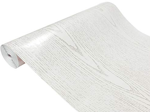 Klebefolie Möbel 45x100 cm | Möbelfolie selbstklebend in Holzoptik | Folie für Möbel zur einfachen Renovierung von Türen, Tischen und Regalen | Klebefolie dekorativ und abwaschbar | Perlweißes Holz