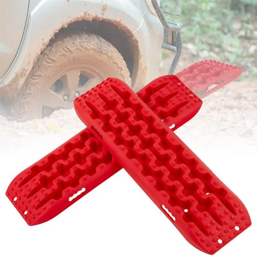 SOARS 2 placas de arena para barro, arena y nieve, tabla de recuperación Offroad 10T Last, escalera de neumáticos para todoterreno, autocaravana, camión (rojo, 107 x 31 x 7 cm)