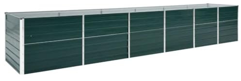 KOIECETA Hochbeet Pflanzkübel Blumenkasten Garten Pflanzkasten Terrassen Gemüsebeet Gartenbeet Pflanzbeet Verzinkter Stahl 480x80x77 cm Grün