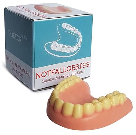 Spaßgeschenk | Notfallgebiss aus Schokolade | Schoko-Zähne für alle Fälle