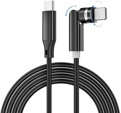 Pubiohs USB C auf USB C Kabel 180 Grad Drehbar Adapter USB C Ladekabel für iPhone 15 und 16 Android Telefone Tablet MacBook, 60W Schnellladen und Datenübertragung Kurz Abgewinkelt, 1M