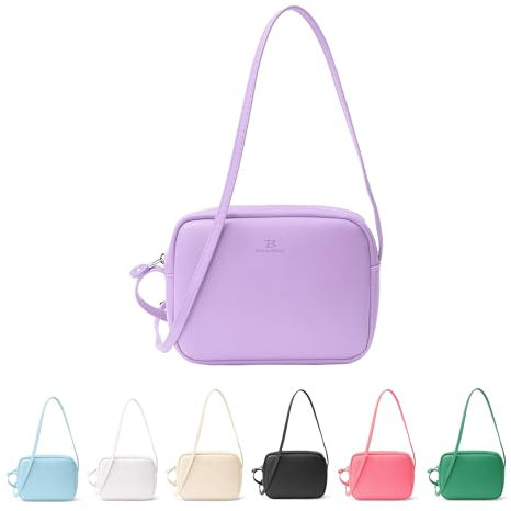 Tonny Black Mini Urban Komfort Umhängetasche Damen, Crossbody Bag, Handtasche, Verstellbarer Dünner Gurt, PU Vegan Leder, 15 x 20 x 5 cm (Lila)