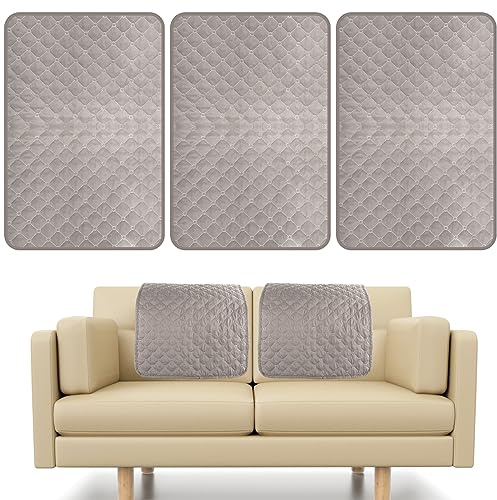 KTCINA 3 Pcs Armlehnenbezüge Sofa Weich Kopfstützenbezüge Sessel Wasserdicht Sesselschoner für Relaxsessel Sofaschoner rutschfest Schonbezüge für Sofa Sessel Schützt vor Schmutz Abnutzung (3Grau)