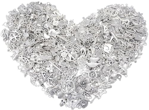 AebDerp 500pcs Christmas Charms DIY Schmuck Anhänger-Silver | Kleine Metall Anhänger für Armband,Ohrringe,Girlande,Kette,Halskette,Tasche und Geschenkdeko