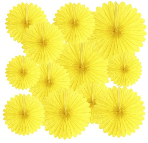 20 Pcs Light Yellow Hanging Paper Fan, Hanging Honeycomb Round Paper Fans for Weddings, Birthdays, Easter, Baby Showers, Classroom, Events Ceiling Party Supplies Decorations
