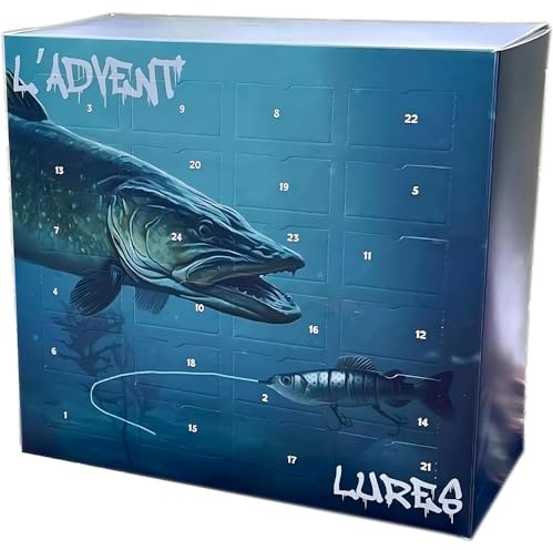 GRFFZX 2024 Weihnachten Angeln Blind Box, L'ADVENT'LURES 2024, 24 Tage Überraschung Lures Countdown Fish Tackle Set, Angelköder Adventskalender Geschenk für Vater Opa Bruder (Hecht)