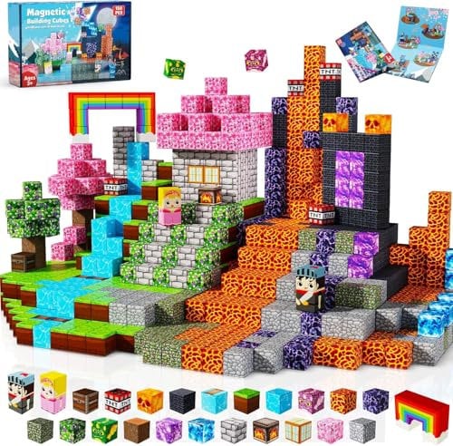 Goody King Magnetic Blocks-150Pcs Dark Swordsman's Forest Castle Set - Magnetic Building Tiles Toys for Montessori Birthday Xmas Gifts - STEM Sensory Toys for 3 4 5 6 7 8 9 10 Boys & Girls